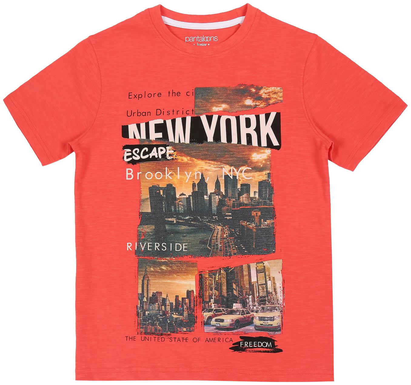 

Pantaloons Junior Boy Cotton Printed T-shirt - Red