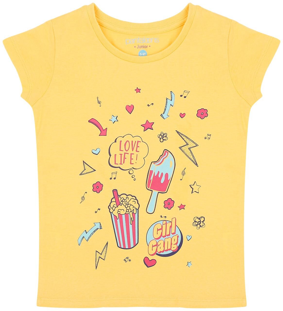 

Pantaloons Junior Girl Cotton Printed T shirt - Yellow