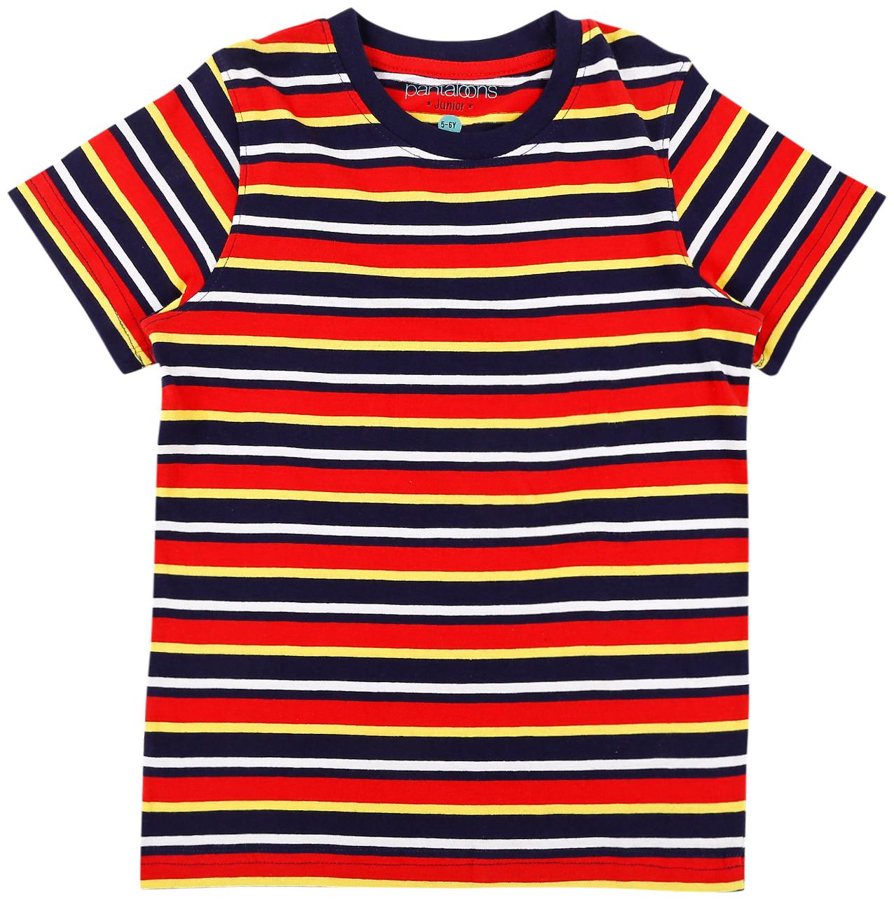 

Pantaloons Junior Boy Cotton Striped T-shirt - Red