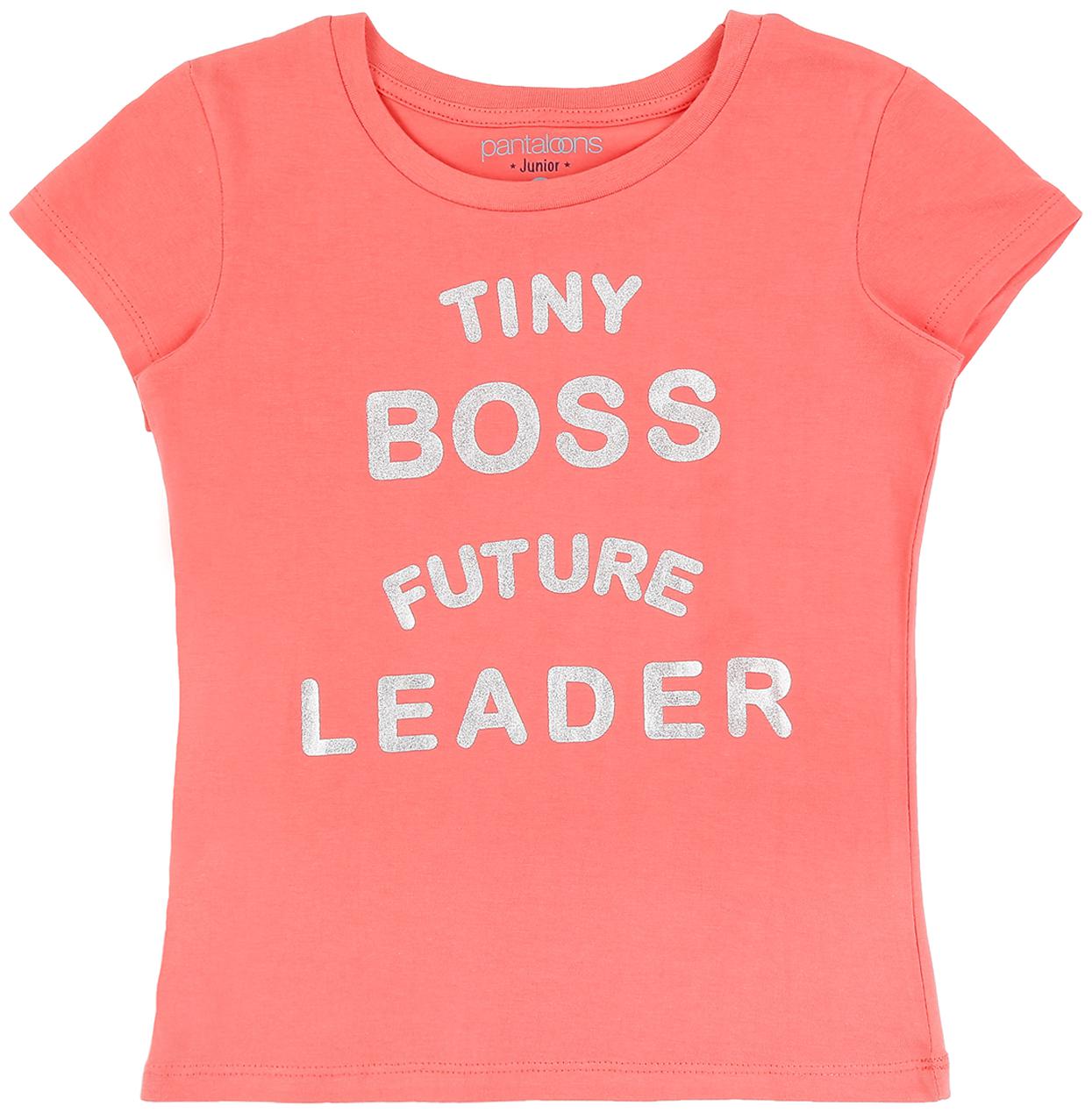 

Pantaloons Junior Girl Cotton Printed T shirt - Pink