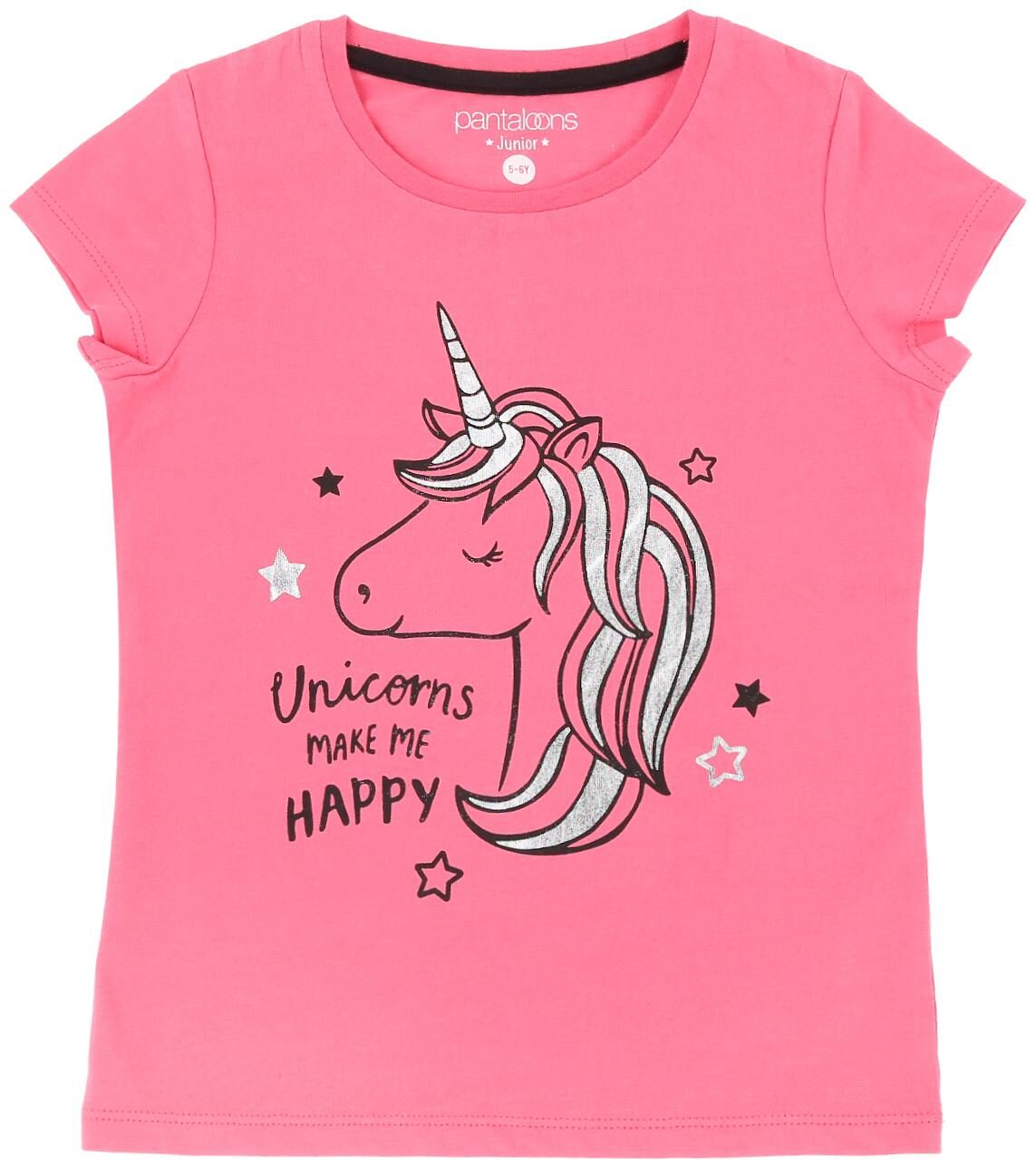 

Pantaloons Junior Girl Cotton Printed T shirt - Pink