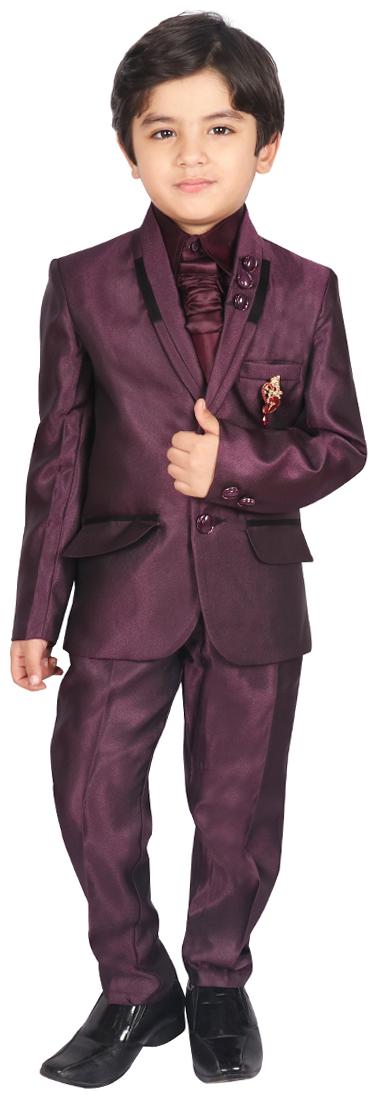 

SGYUVRAJ Boy Silk Solid Ethnic jacket - Maroon