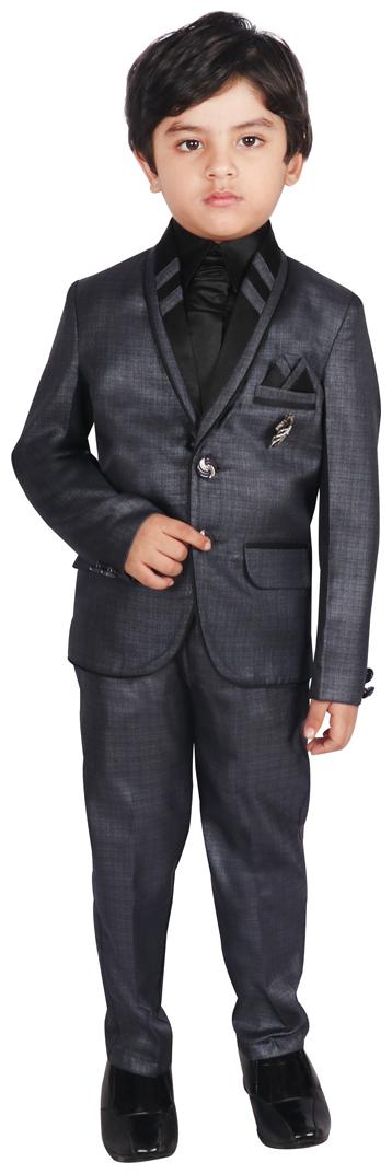 

SGYUVRAJ Boy Silk Solid Ethnic jacket - Grey