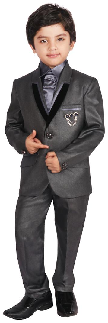 

SGYUVRAJ Boy Silk Solid Ethnic jacket - Grey