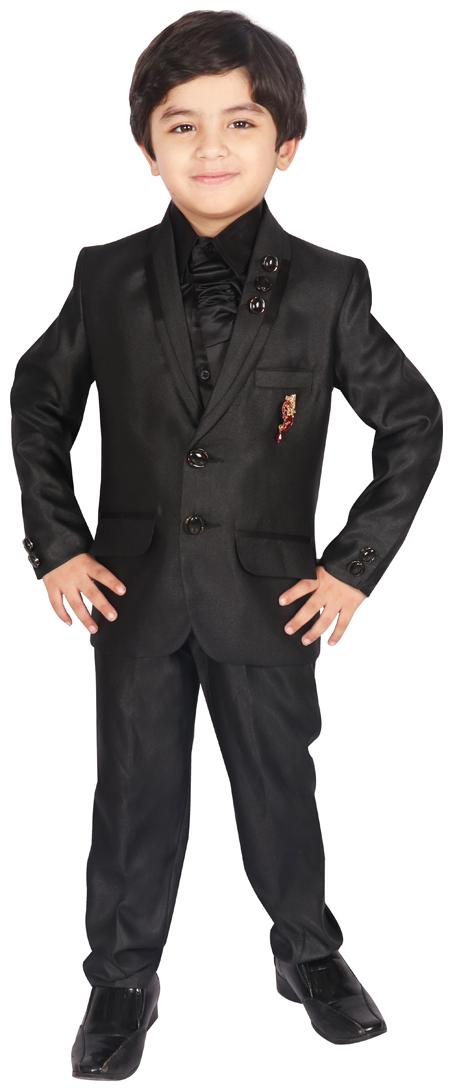 

SGYUVRAJ Boy Silk Solid Ethnic jacket - Black