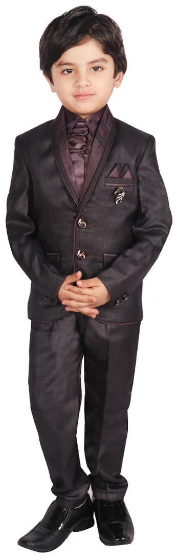

SGYUVRAJ Boy Silk Solid Ethnic jacket - Maroon