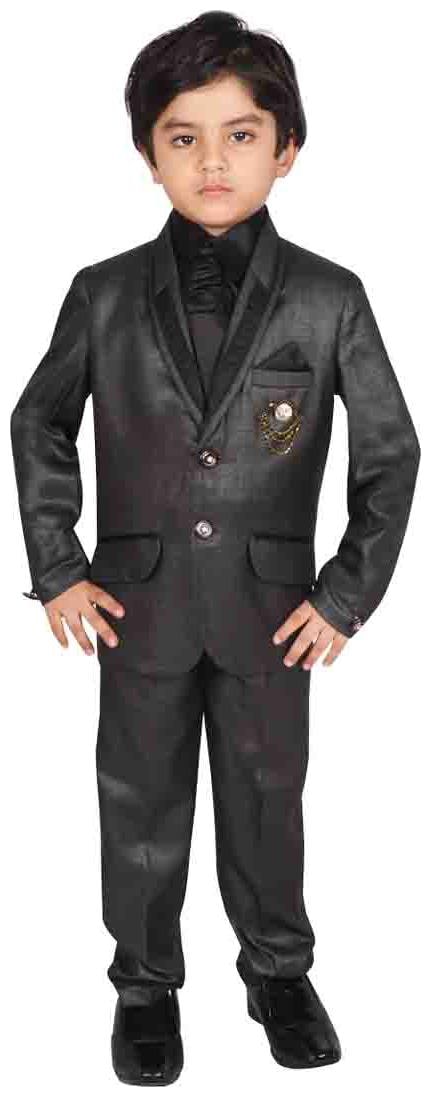 

SGYUVRAJ Boy Silk Solid Ethnic jacket - Black