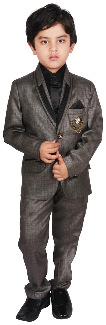 

SGYUVRAJ Boy Silk Solid Ethnic jacket - Grey