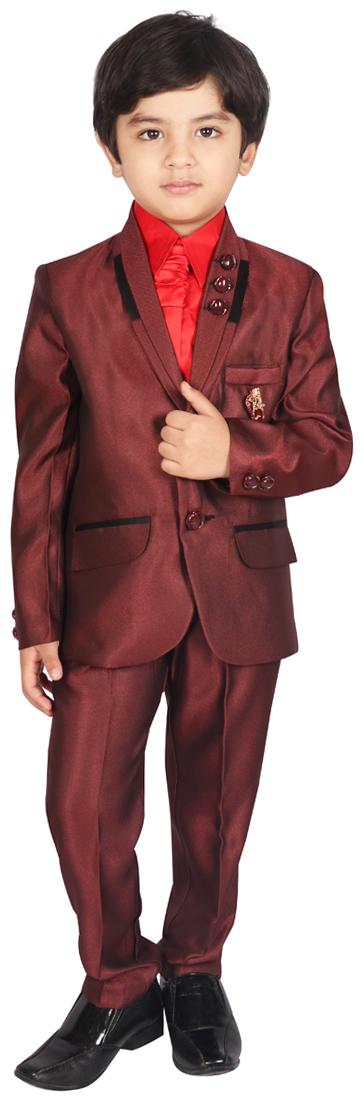 

SGYUVRAJ Boy Silk Solid Ethnic jacket - Maroon