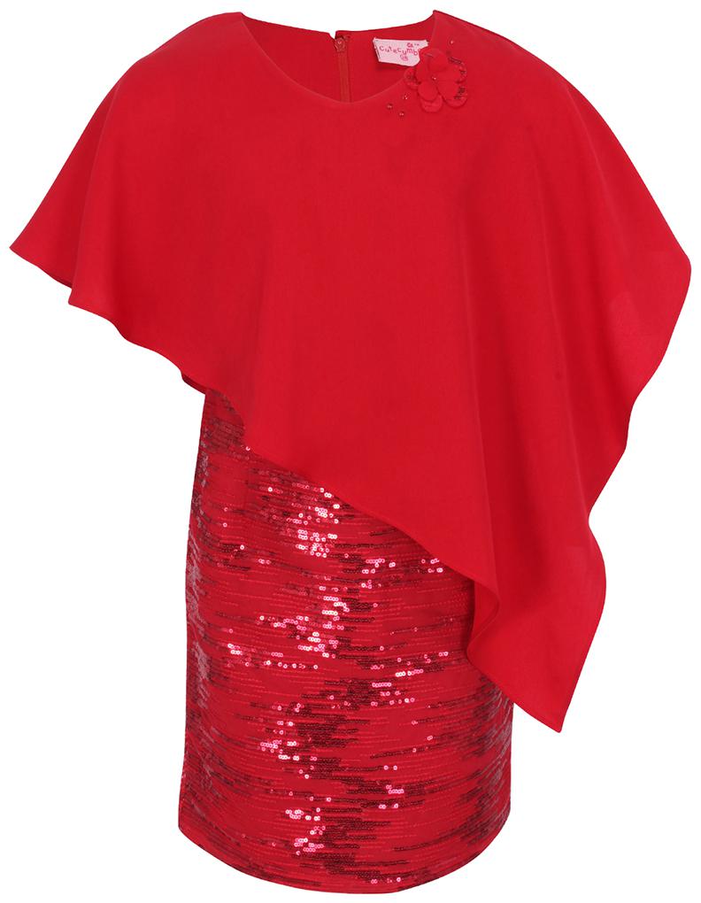 

Cutecumber Red Georgette Short Sleeves Knee Length Princess Frock ( Pack of 1 )