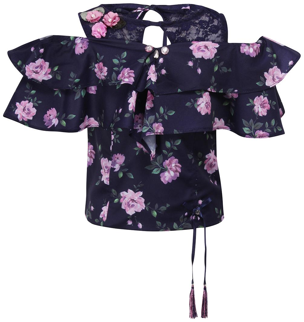 

Cutecumber Girl Georgette Floral Top - Blue