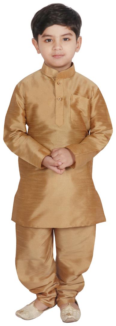 

SGYUVRAJ Boy Raw silk Solid Kurta pyjama set - Beige