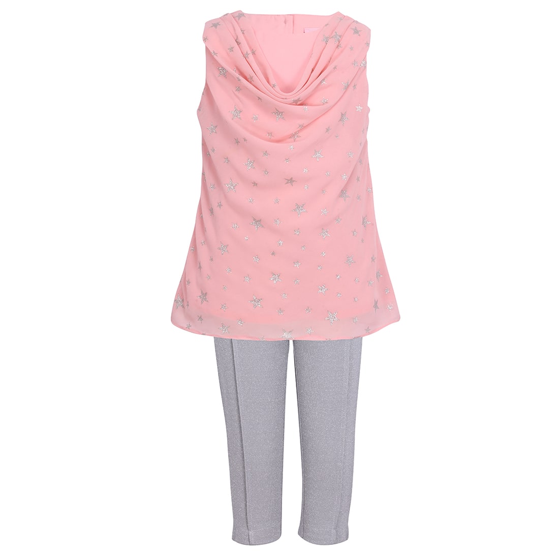 

Cutecumber Girl Georgette Top Bottom Set - Pink Grey