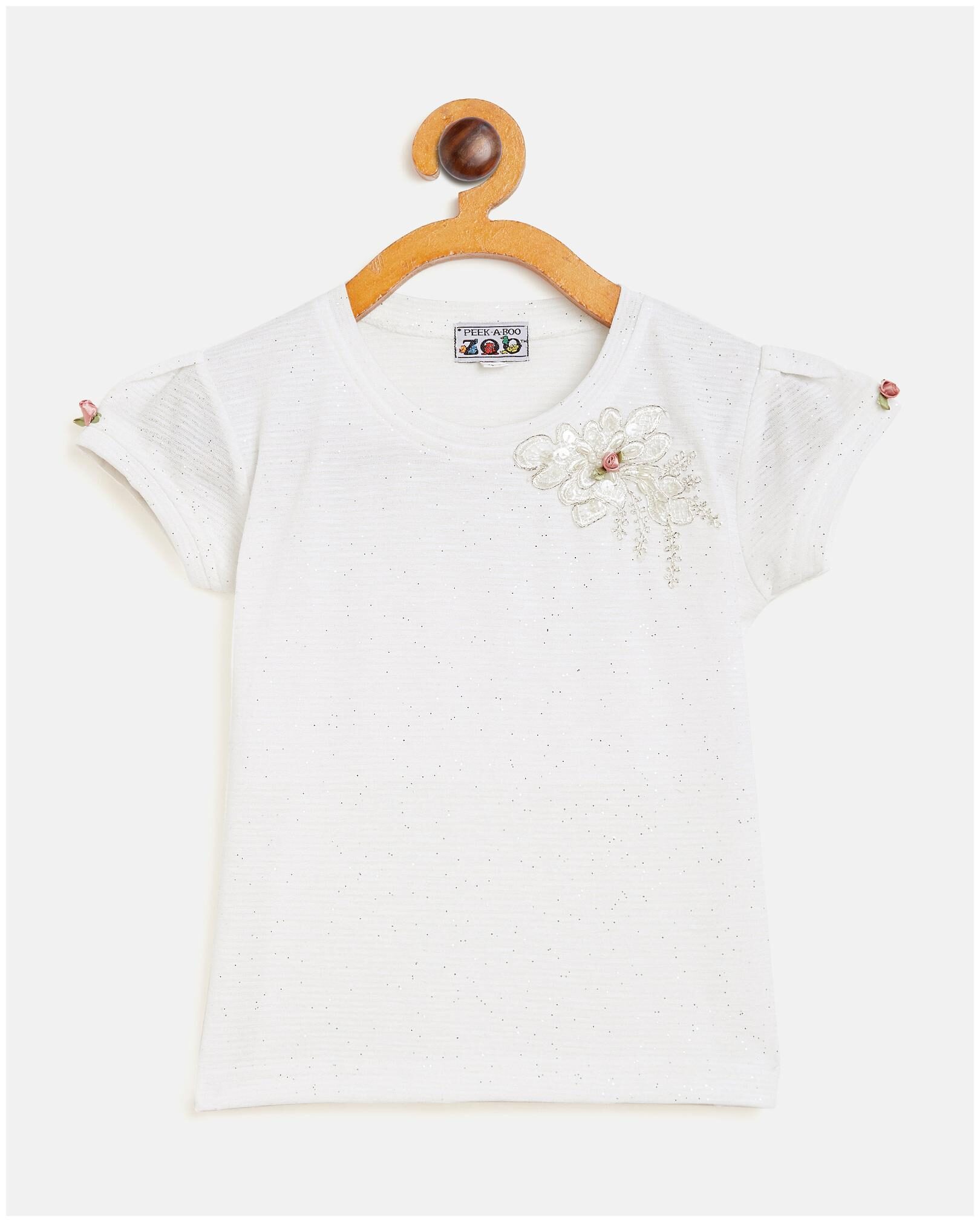 

Peek a boo zoo Girl Poly cotton Solid Top - Cream