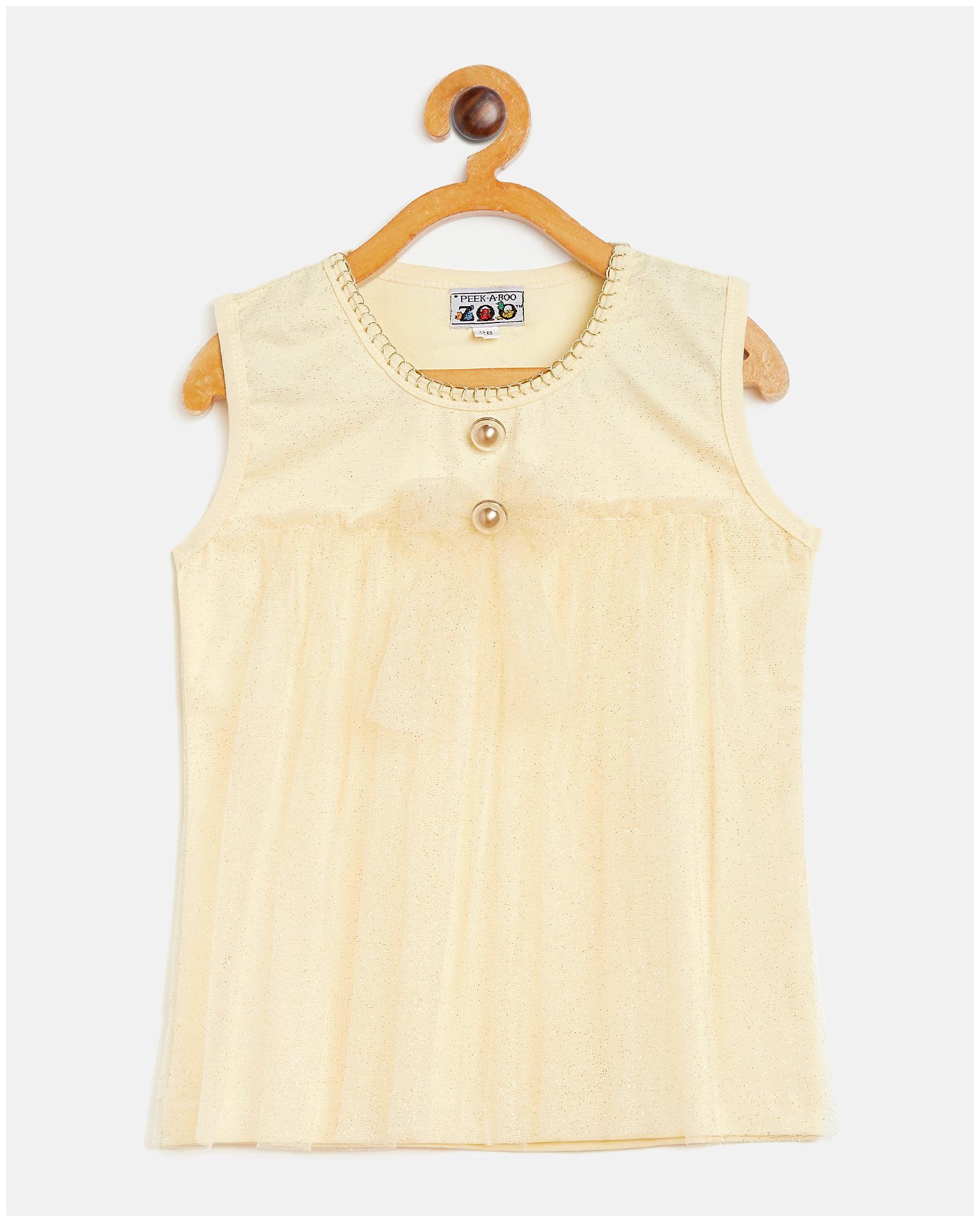 

Peek a boo zoo Girl Net Self design Top - Yellow