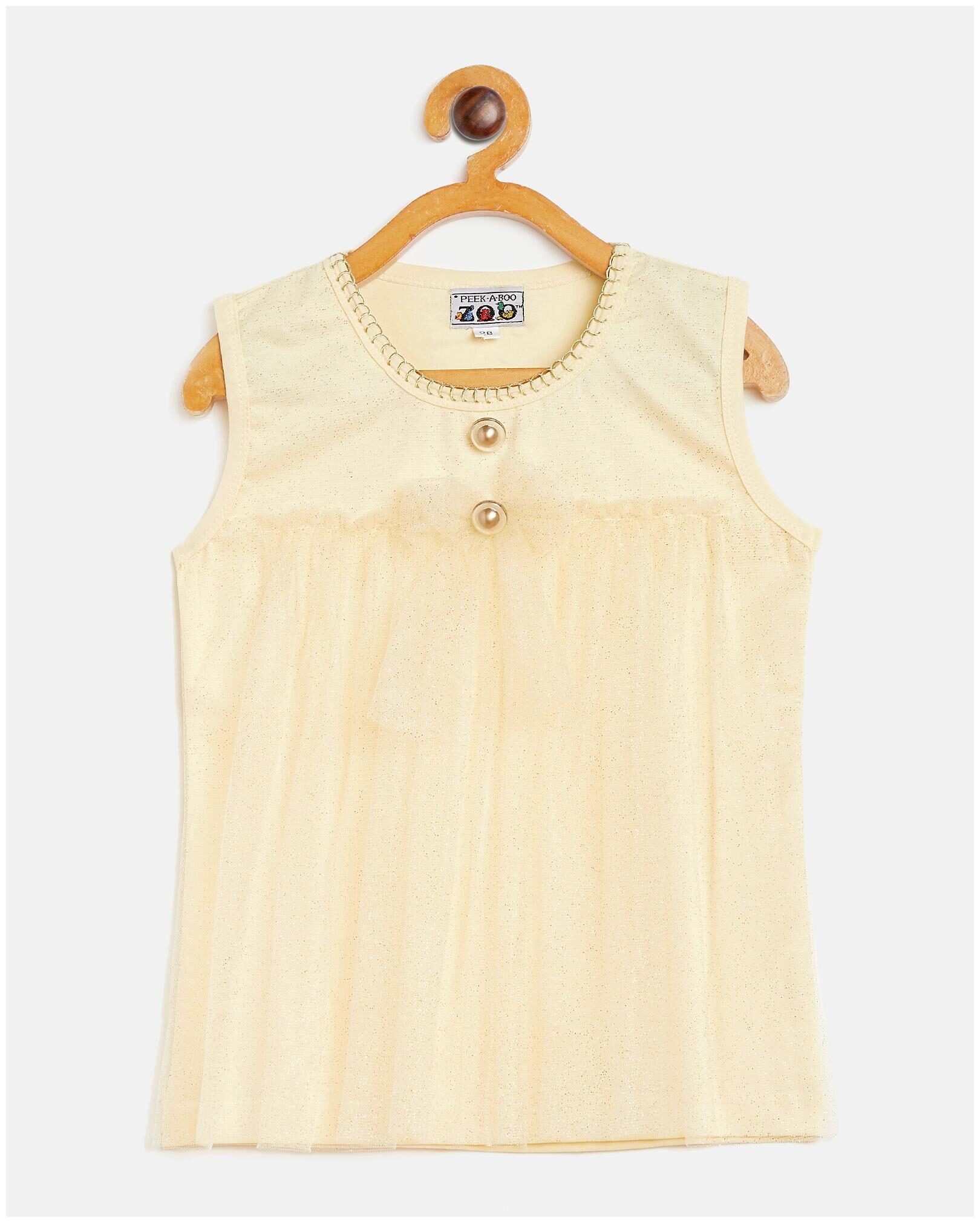 

Peek a boo zoo Girl Net Self design Top - Yellow
