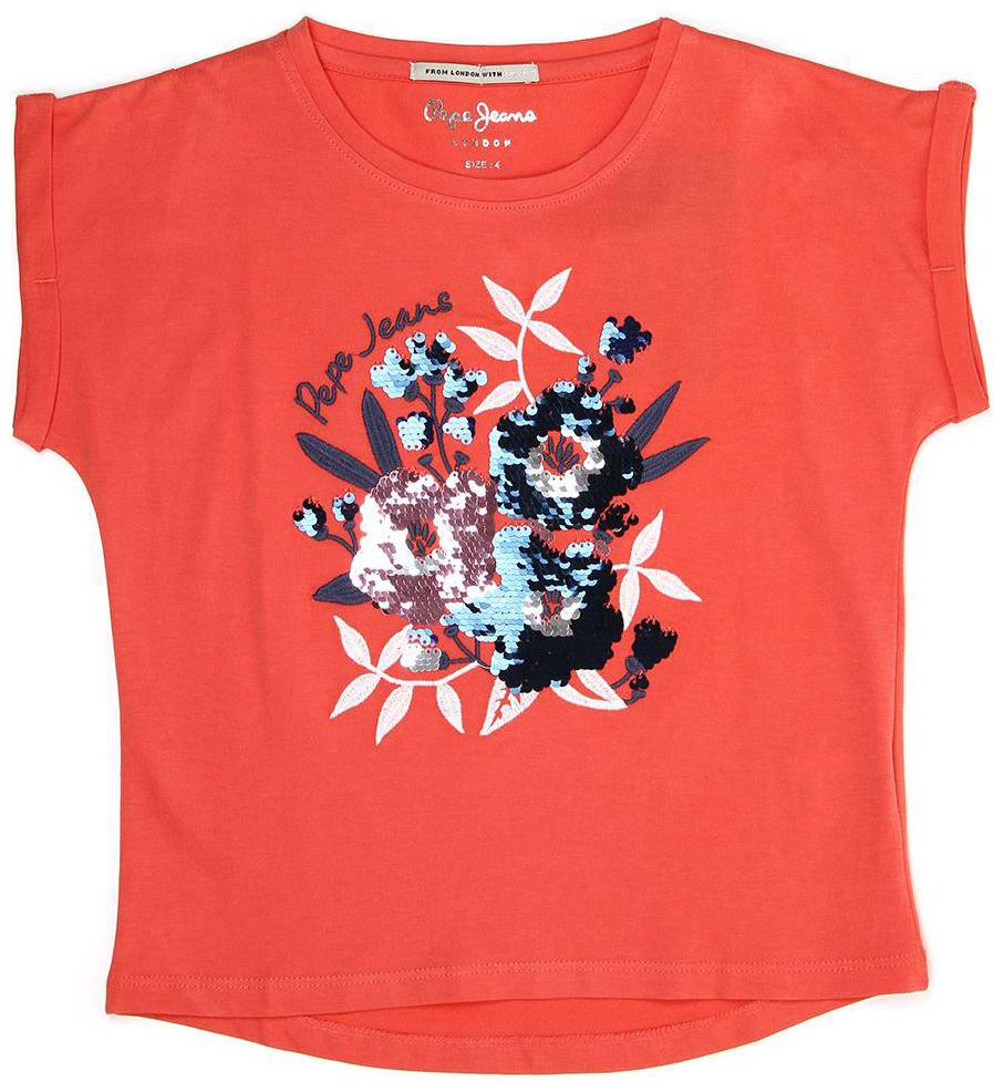 

Pepe Jeans Girl Cotton Embellished T shirt - Orange