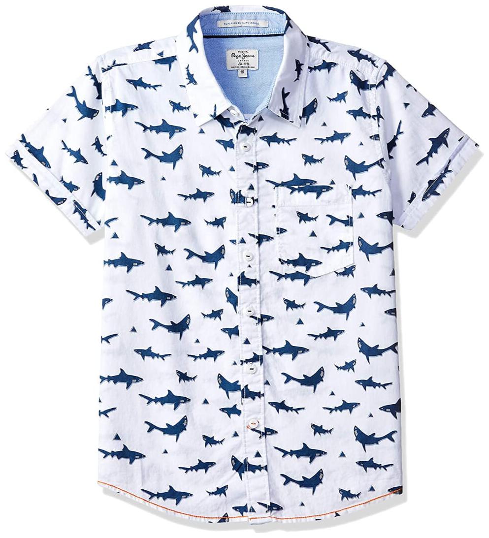 

Pepe Jeans Boy Cotton Printed Shirt Blue White