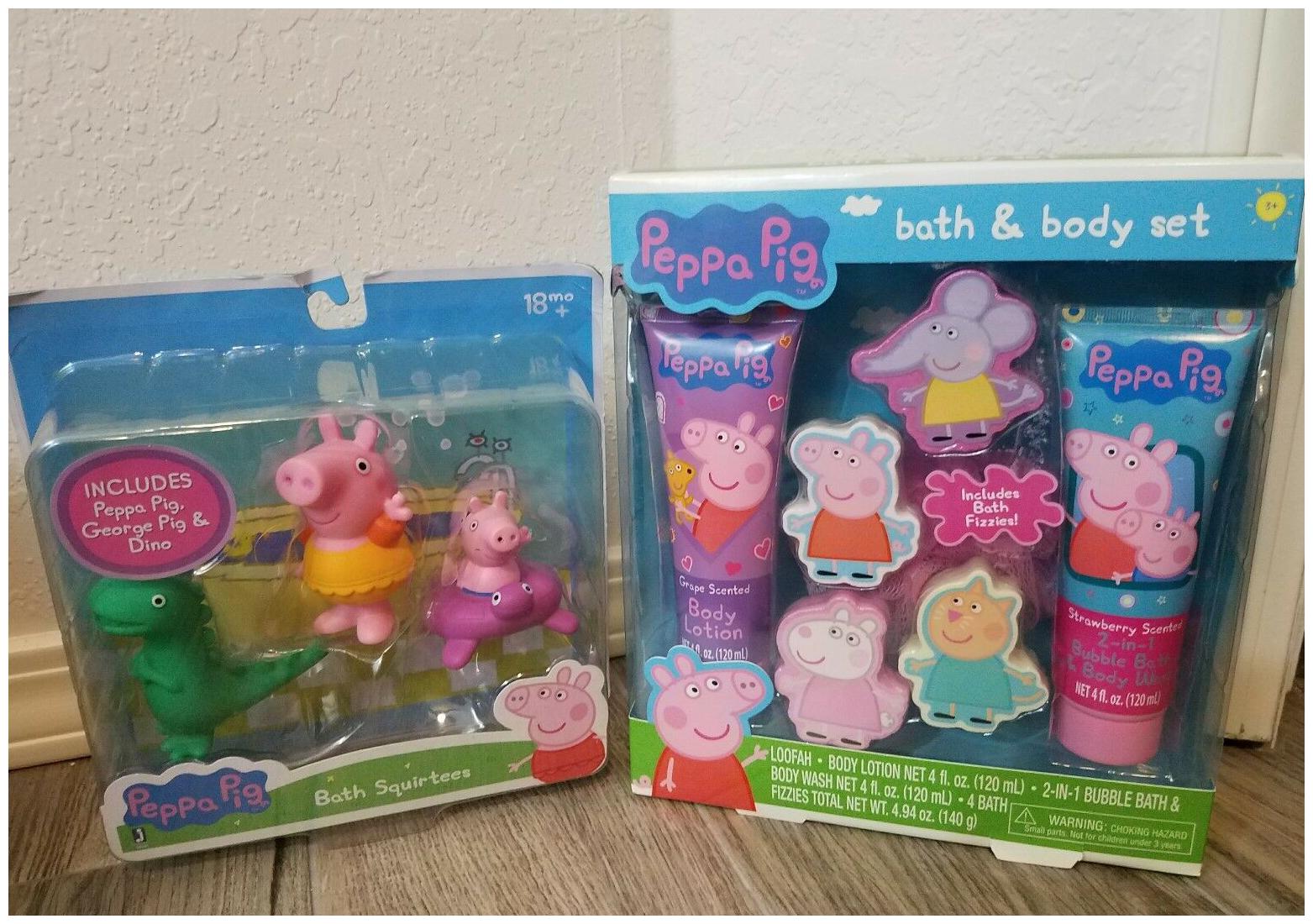 

Peppa Pig Bath Squirtees set of 3 Goerge Pig Dino Peppa Bath Body Set NEW