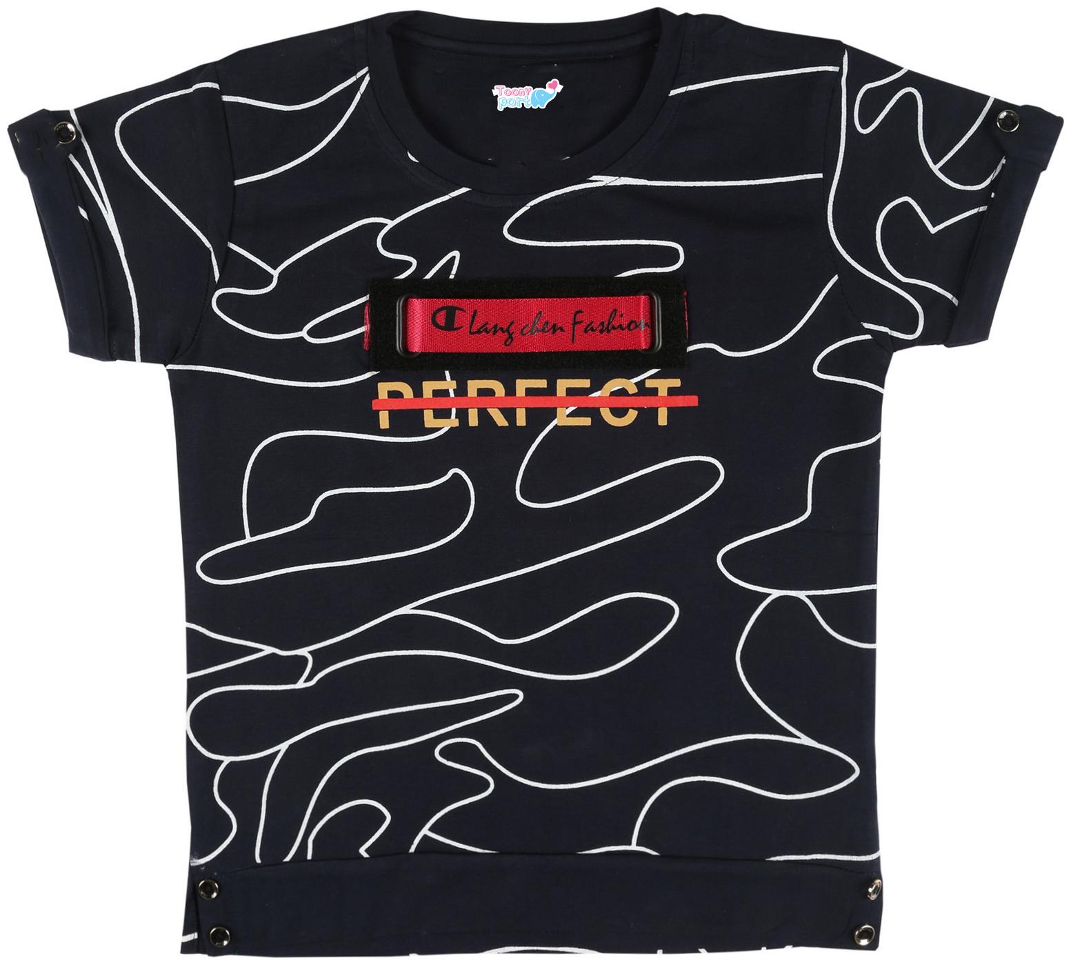 

TOONYPORT Cotton Printed T shirt for Baby Boy - Black