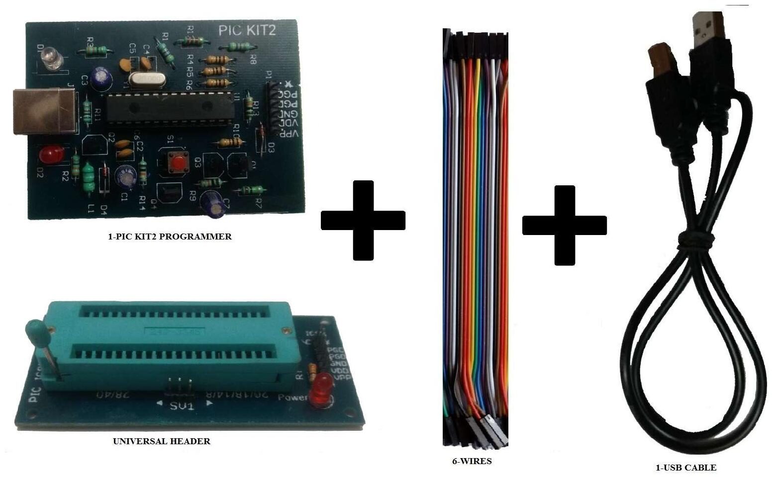 

PIC Kit 2 Programmer With Universal Header USB Cable 6-Pin Wires