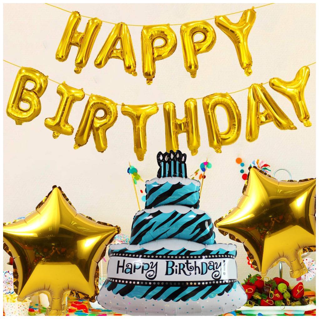 

Pixelfox Happy Birthday Golden (13 Letter)Foil 1 Cake Foil 2 Stars Foil (10 inch)(Golden)