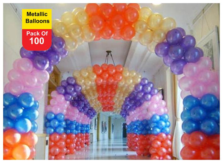 

Pixelfox- (Pack of 100pcs) RED GOLD PURPLE PINK BLUE Balloons for Happy Birthday Decoration Anniversary New Year Christmas Party Decoration