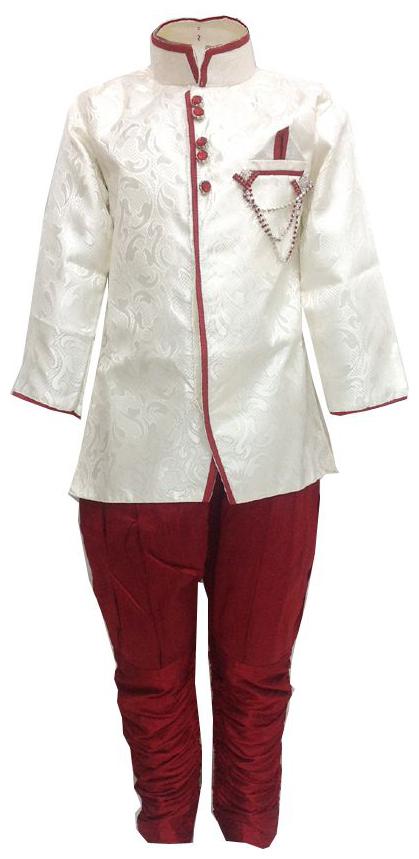 

P K GARMENTS Boy Polyester Solid Sherwani - Beige Maroon