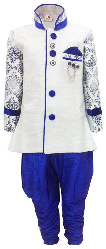 

P K GARMENTS Boy Polyester Printed Sherwani - Blue White
