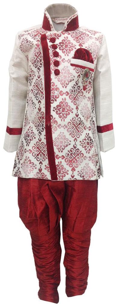 

P K GARMENTS Boy Polyester Printed Sherwani - Maroon