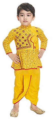 

PK Hub Boy Cotton Embellished Dhoti kurta - Yellow