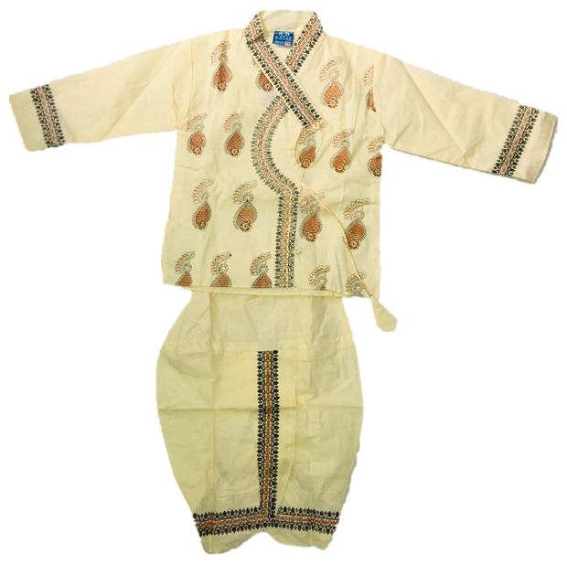 

PK Hub Cotton Embroidered Beige Color Dhoti Kurta Set For Boy