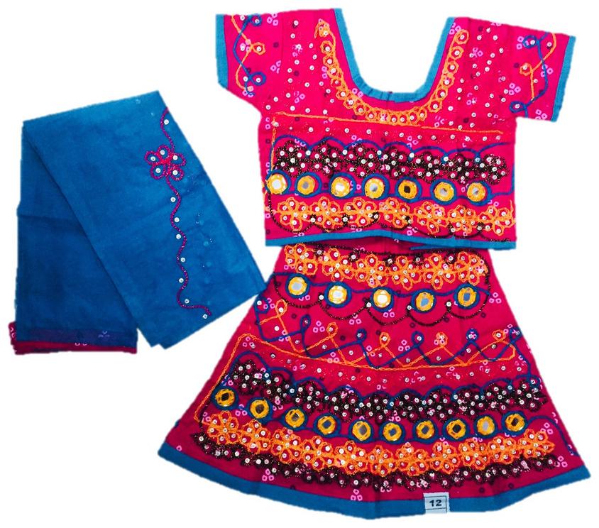 

PK Hub Girl s Cotton Embellished Short sleeves Lehenga choli - Multi