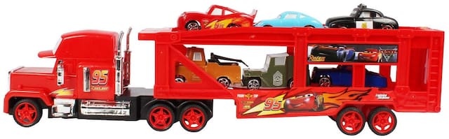 Planet of Toys 2.4G 4 Function Remote Control Trailer Truck With 6 pcs Slided Racing Cars For Kids, Children