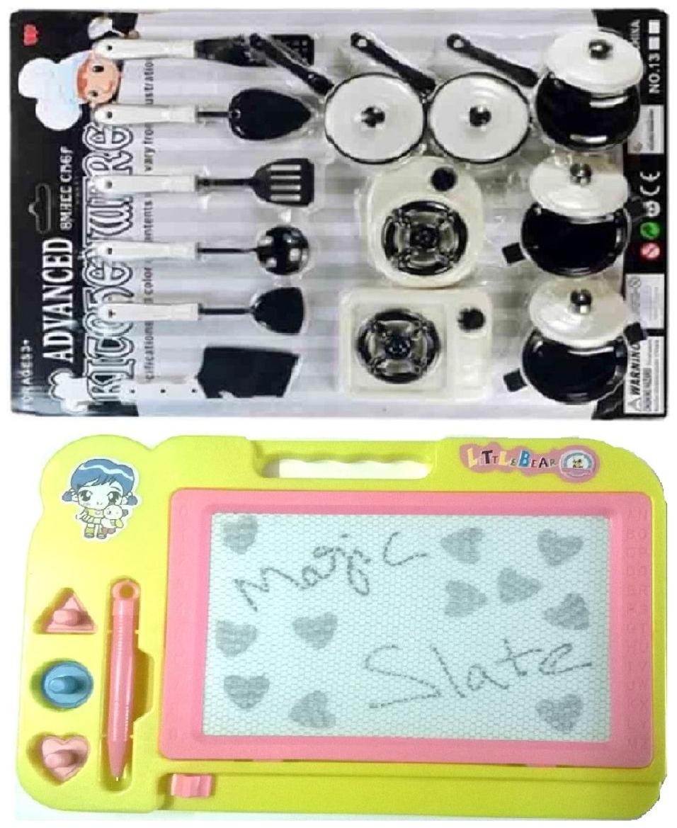 

Plastic Kitchen Play Set With Magic Slate