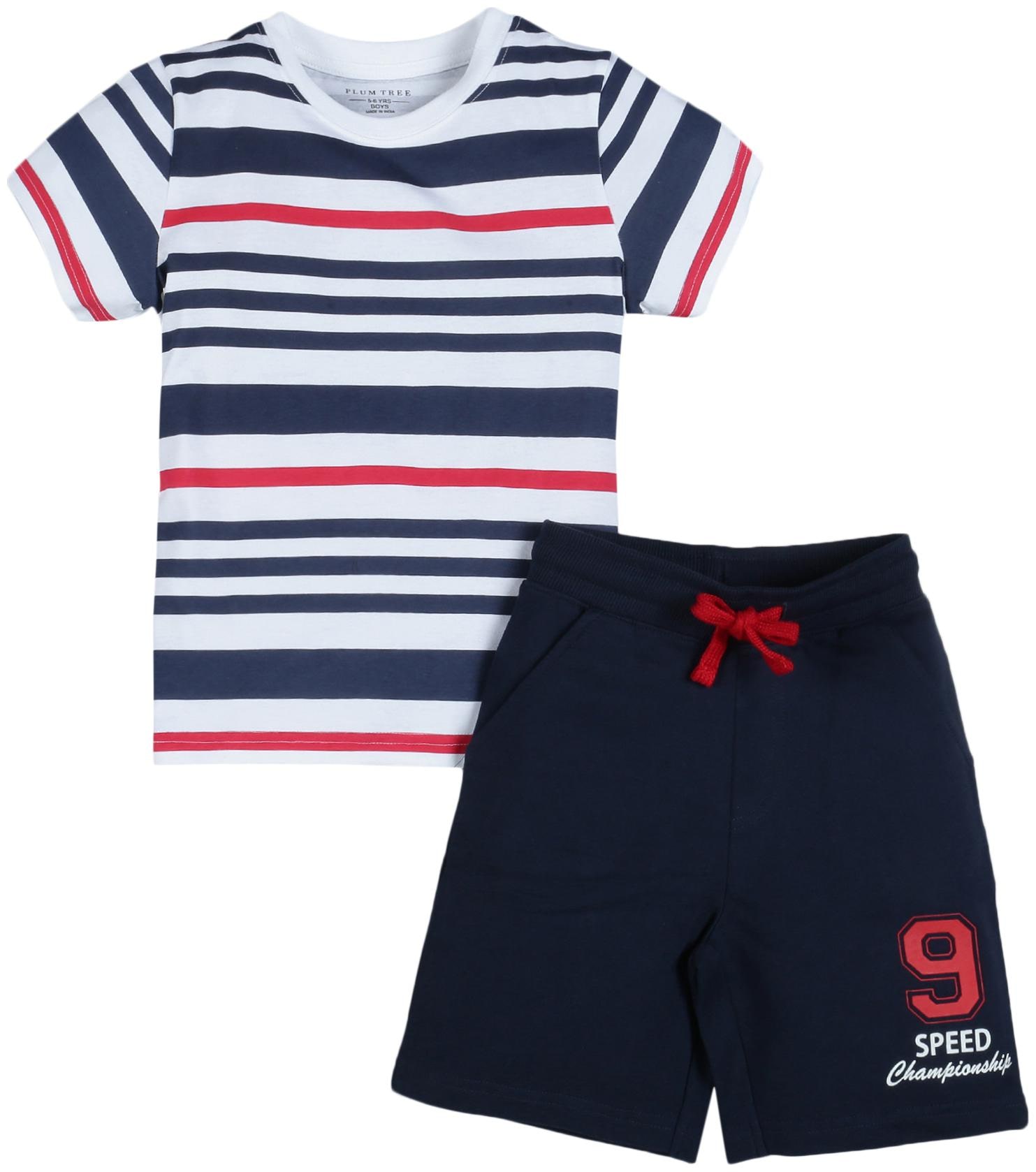 

PLUMTREE Cotton Striped Top Bottom Set - Multi