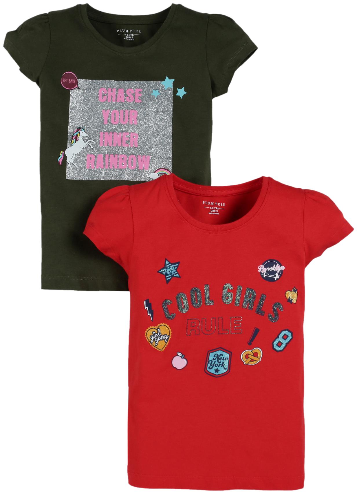 

PLUMTREE Girl Cotton Printed T shirt - Multi
