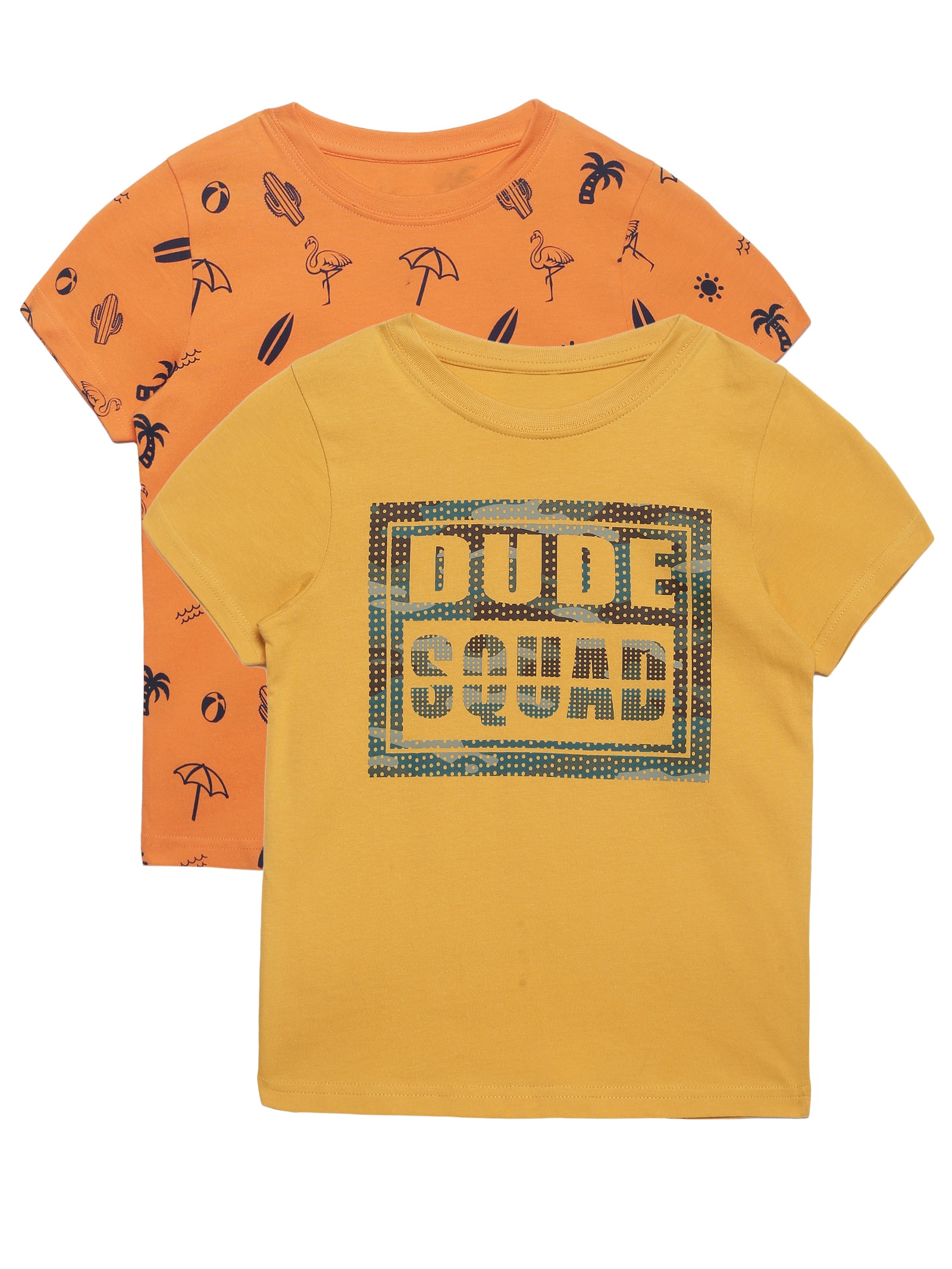 

PLUMTREE Boy Cotton Printed T-shirt - Orange Yellow