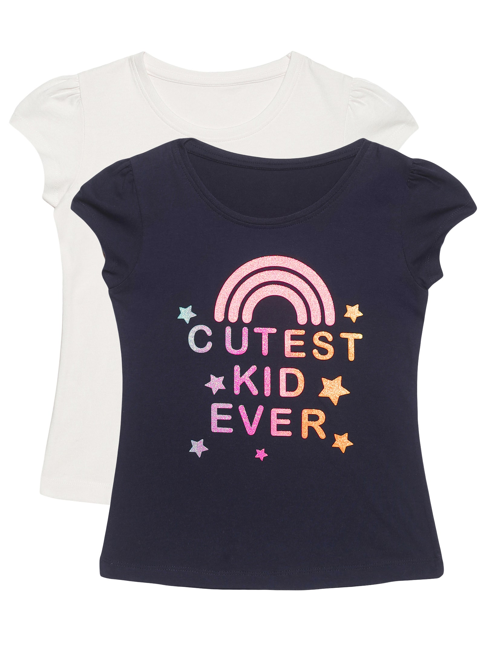 

PLUMTREE Girl Cotton Printed T shirt - White Black