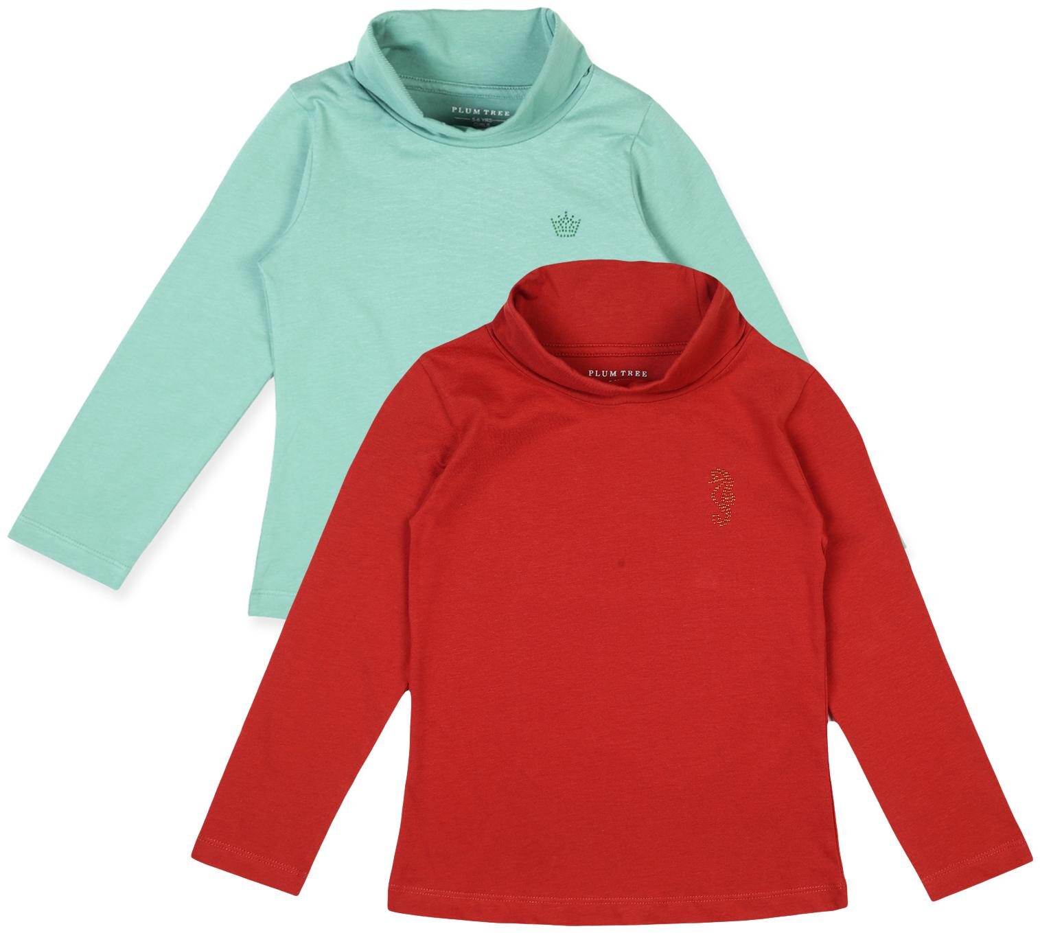 

PLUMTREE Girl Cotton Solid T shirt - Green Red