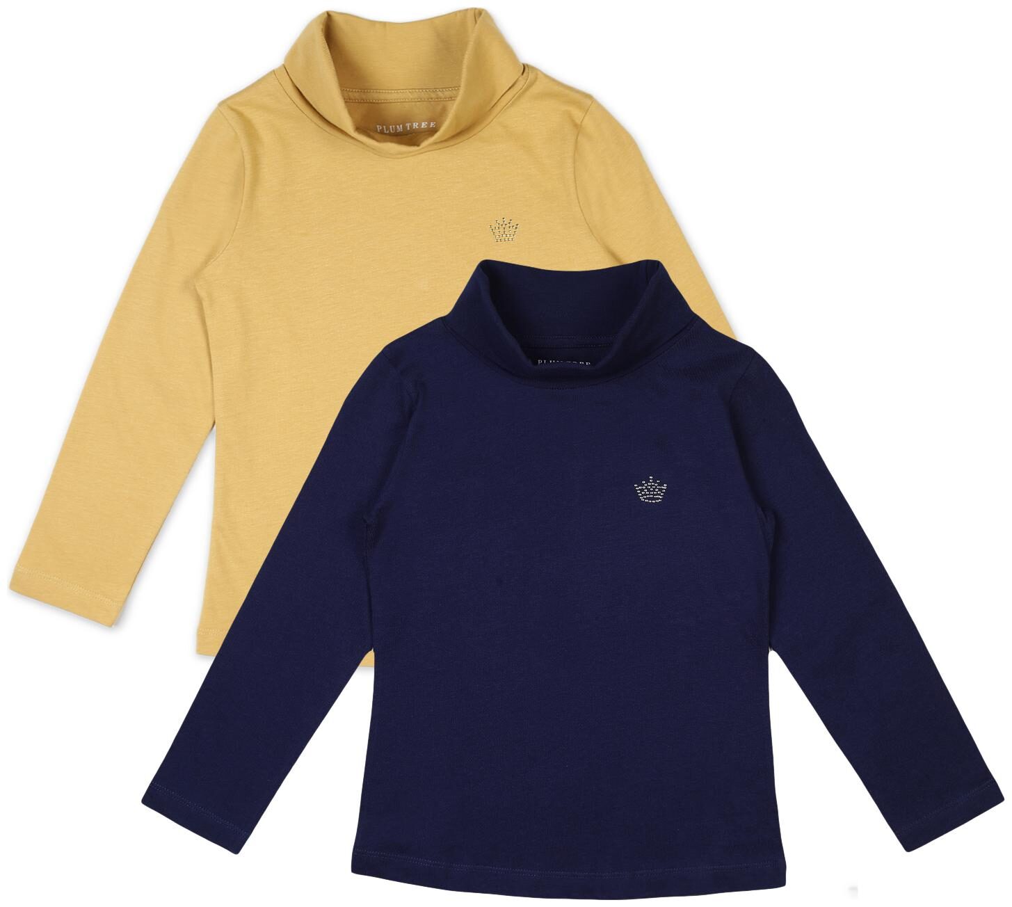 

PLUMTREE Girl Cotton Solid T shirt - Yellow Blue