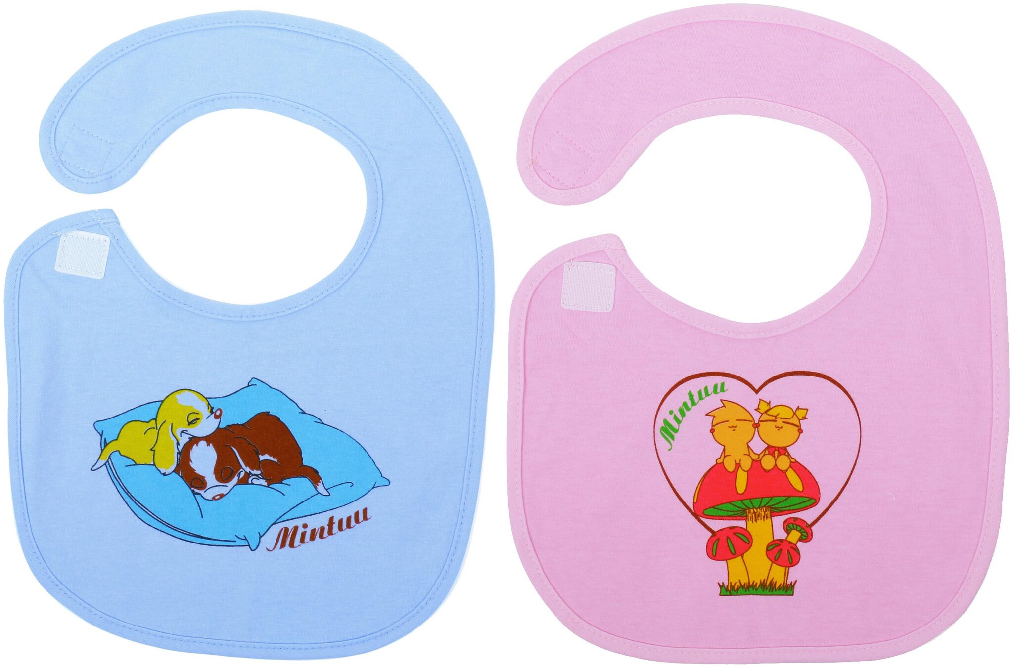 

Pokory Baby Bibs for feeding kids Blue and Pink Bib Combo Pack of 2 with Washable Cotton material Daily Bibs Aprons for babies Adjustable Size For 2 months to 3 years with attractive designs