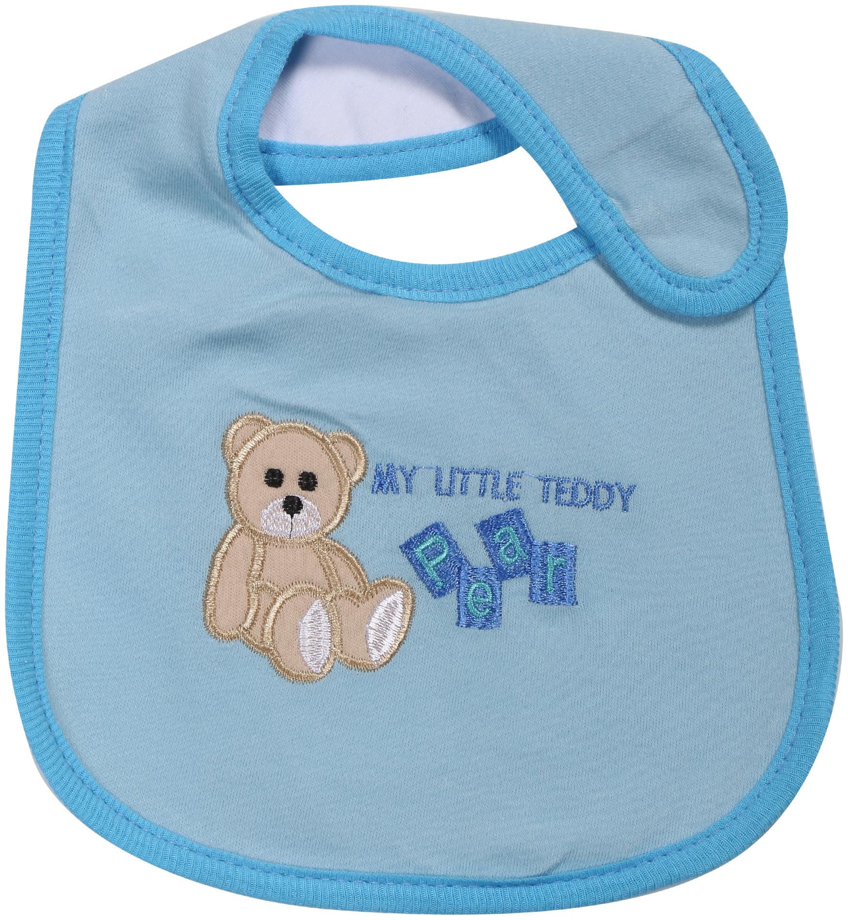 

Pokory Baby Bibs for feeding kids Bib with Washable Nylon material Adjustable Size For 2 months to 18 months Bib with Bear designs Blue Pack of 1