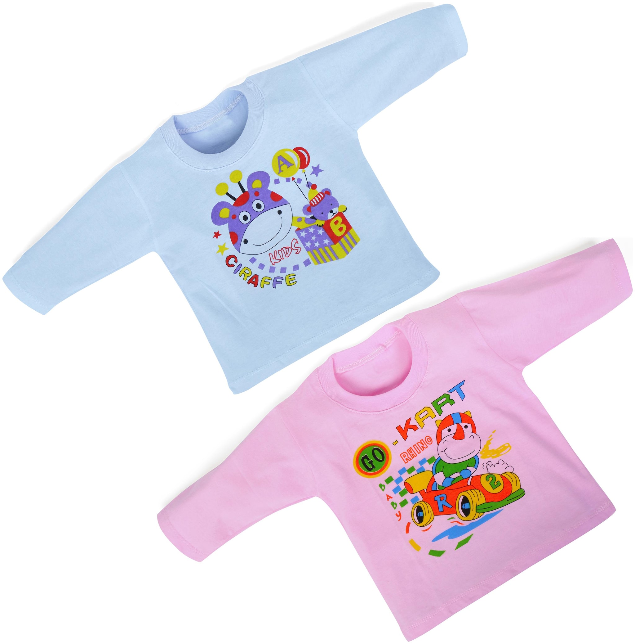 

POKORY Cotton Printed T shirt for Unisex Infants - Pink Blue