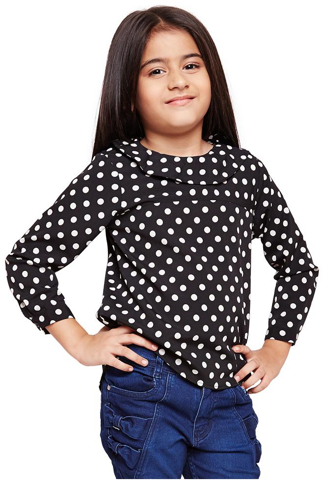 

OXOLLOXO Girl Polyester Printed Top - Black