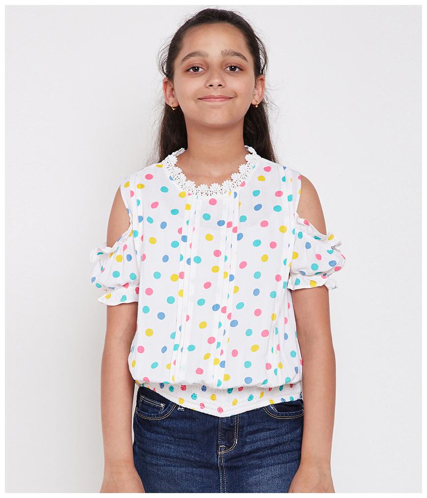 

Oxolloxo Girl Viscose rayon Polka dots Top - White