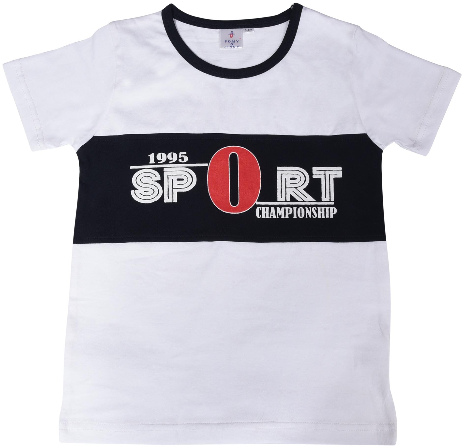

POMY JINNY Boy Cotton Printed T-shirt - Black White