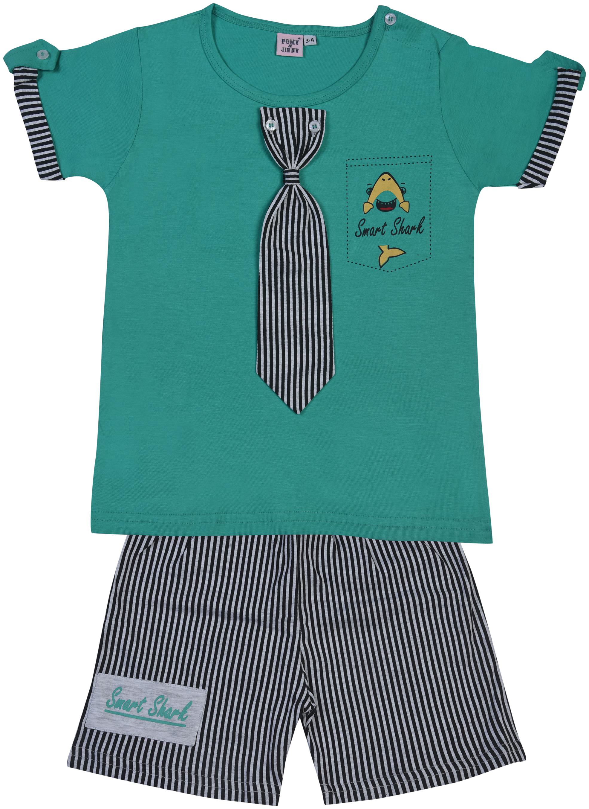 

POMY JINNY Cotton Printed Top Bottom Set - Green