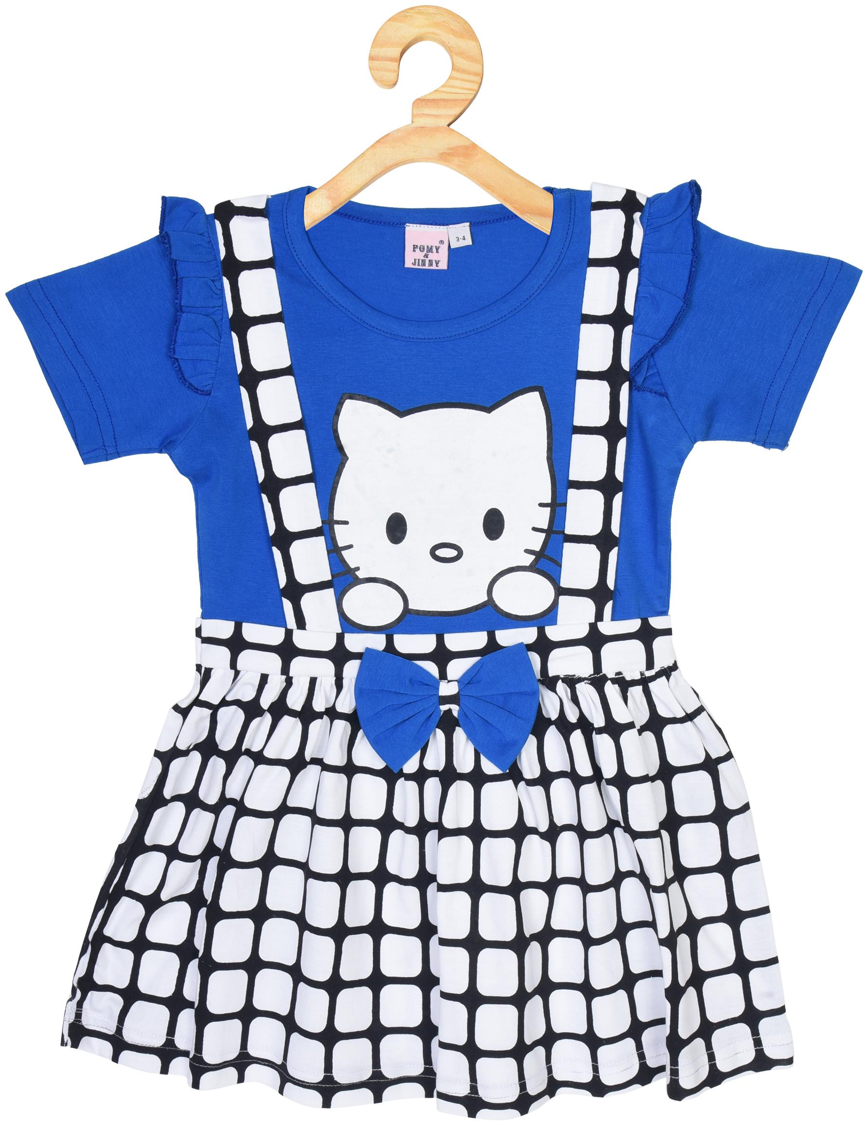 

POMY JINNY Blue Cotton Short Sleeves Above Knee Princess Frock ( Pack of 1 )