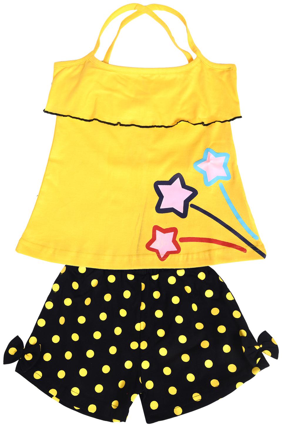 

POMY JINNY Girl Cotton Top Bottom Set - Yellow Black